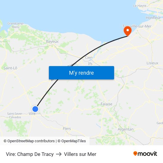 Vire: Champ De Tracy to Villers sur Mer map