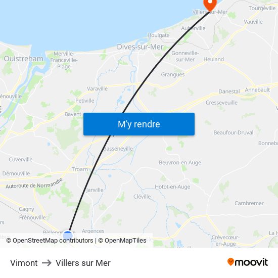 Vimont to Villers sur Mer map