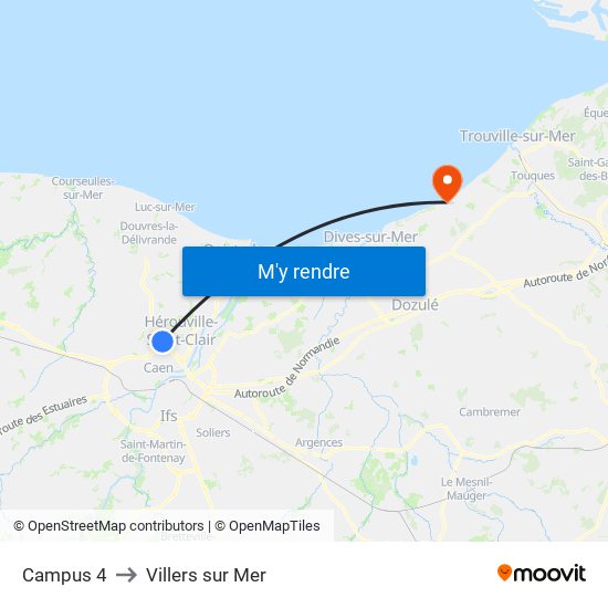 Campus 4 to Villers sur Mer map