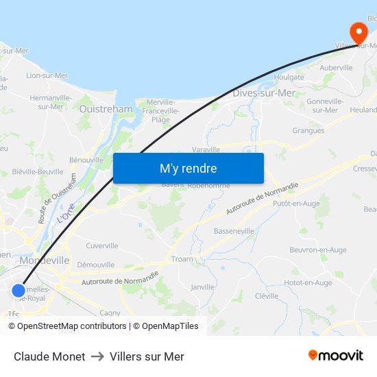 Claude Monet to Villers sur Mer map