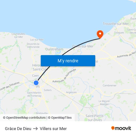 Grâce De Dieu to Villers sur Mer map