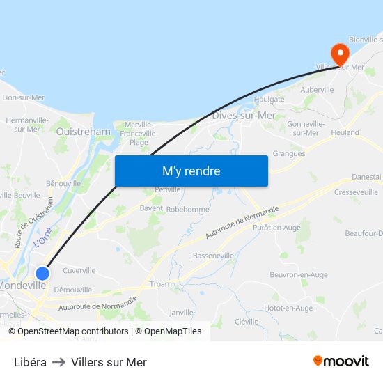 Libéra to Villers sur Mer map