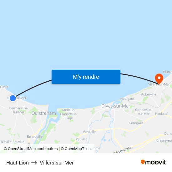 Haut Lion to Villers sur Mer map