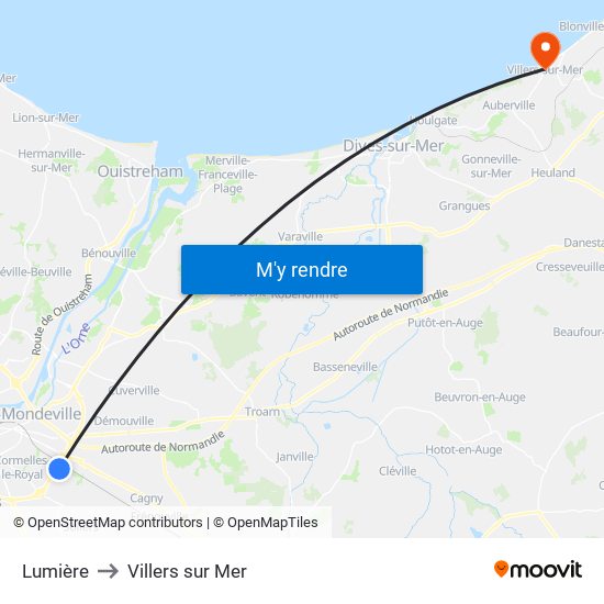 Lumière to Villers sur Mer map