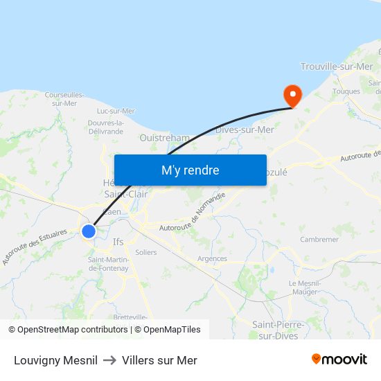 Louvigny Mesnil to Villers sur Mer map