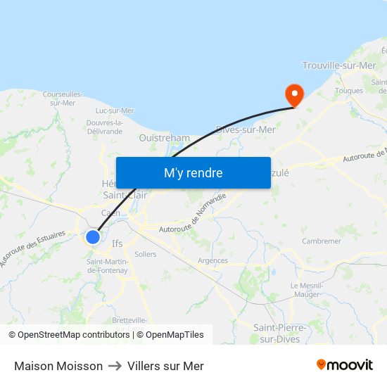 Maison Moisson to Villers sur Mer map