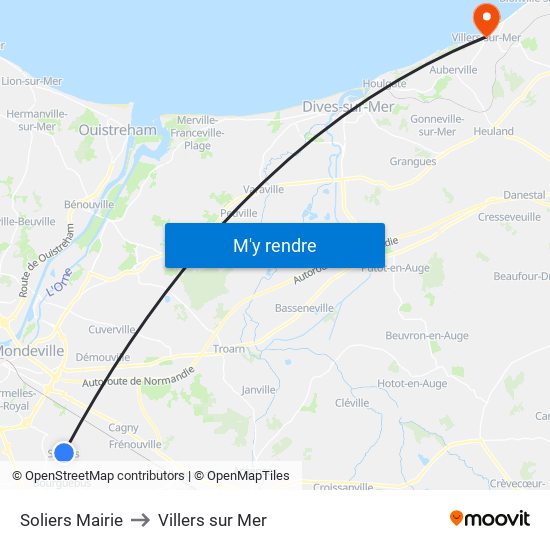 Soliers Mairie to Villers sur Mer map