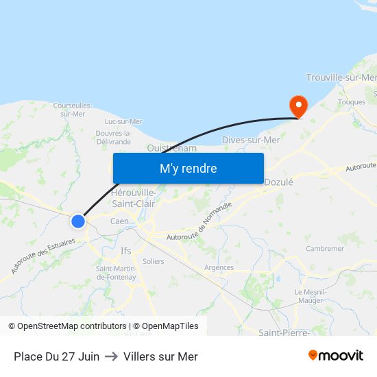 Place Du 27 Juin to Villers sur Mer map