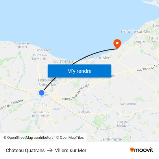 Château Quatrans to Villers sur Mer map
