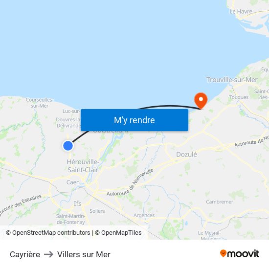 Cayrière to Villers sur Mer map