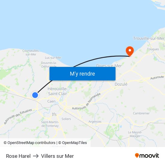 Rose Harel to Villers sur Mer map