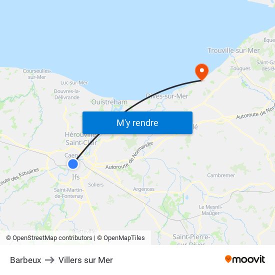 Barbeux to Villers sur Mer map