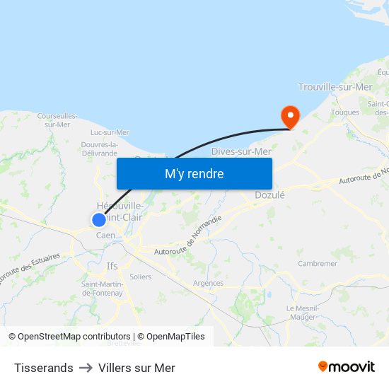 Tisserands to Villers sur Mer map