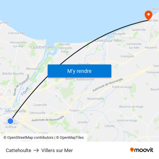 Cattehoulte to Villers sur Mer map