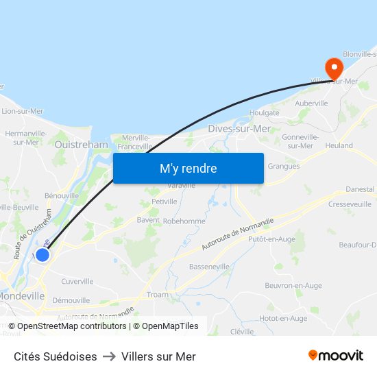 Cités Suédoises to Villers sur Mer map