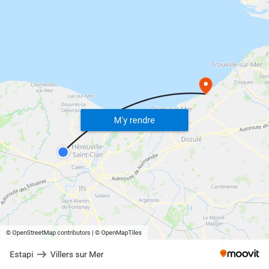 Estapi to Villers sur Mer map