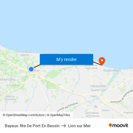 Bayeux: Rte De Port En Bessin to Lion sur Mer map