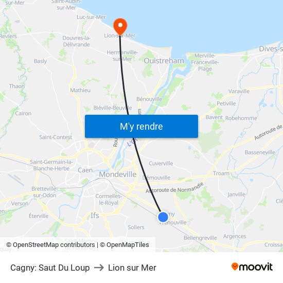 Cagny: Saut Du Loup to Lion sur Mer map