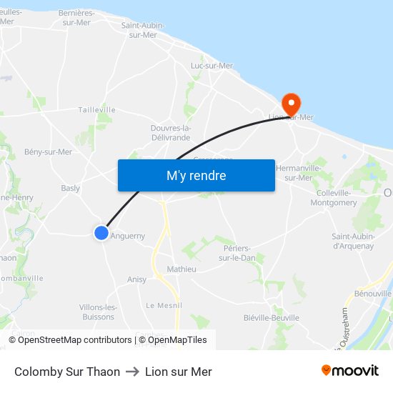 Colomby Sur Thaon to Lion sur Mer map