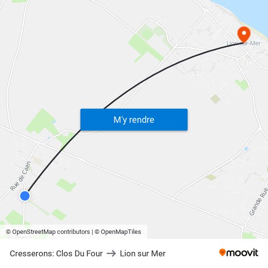 Cresserons: Clos Du Four to Lion sur Mer map