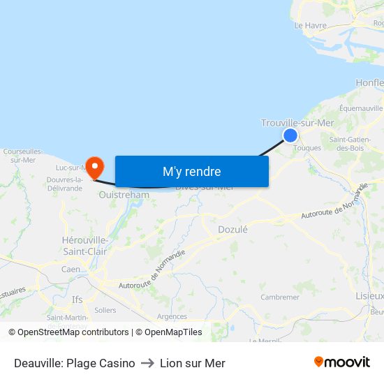 Deauville: Plage Casino to Lion sur Mer map