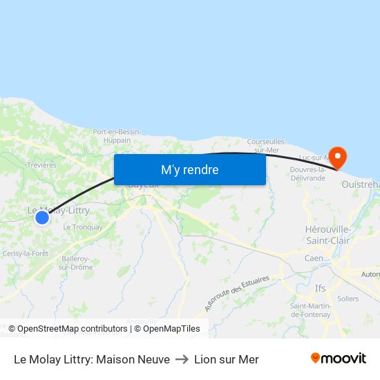 Le Molay Littry: Maison Neuve to Lion sur Mer map