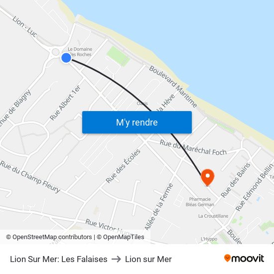 Lion Sur Mer: Les Falaises to Lion sur Mer map