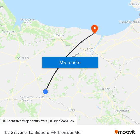 La Graverie: La Bistière to Lion sur Mer map