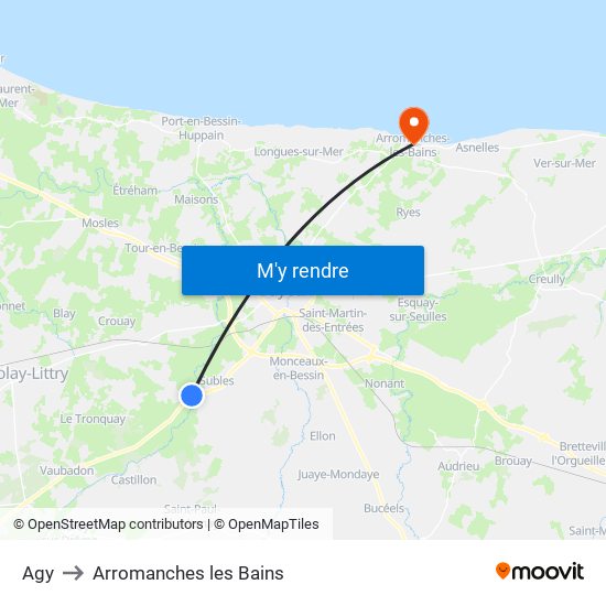 Agy to Arromanches les Bains map