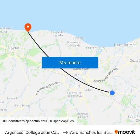 Argences: Collège Jean Castel to Arromanches les Bains map