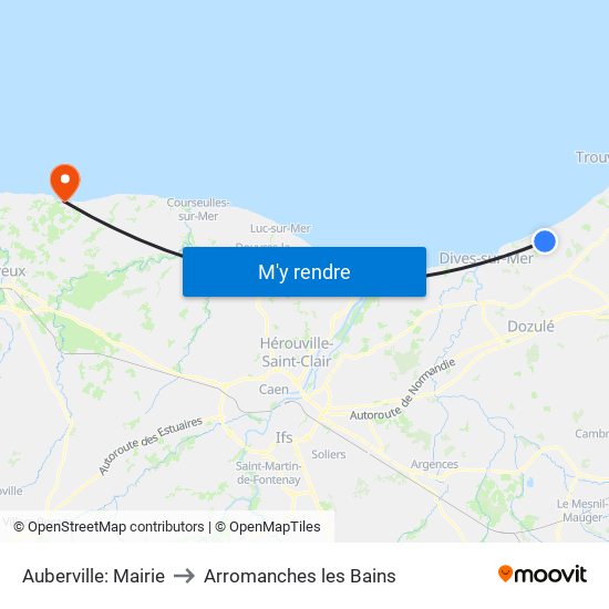 Auberville: Mairie to Arromanches les Bains map