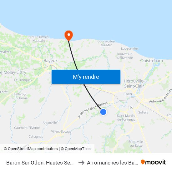 Baron Sur Odon: Hautes Sentes to Arromanches les Bains map