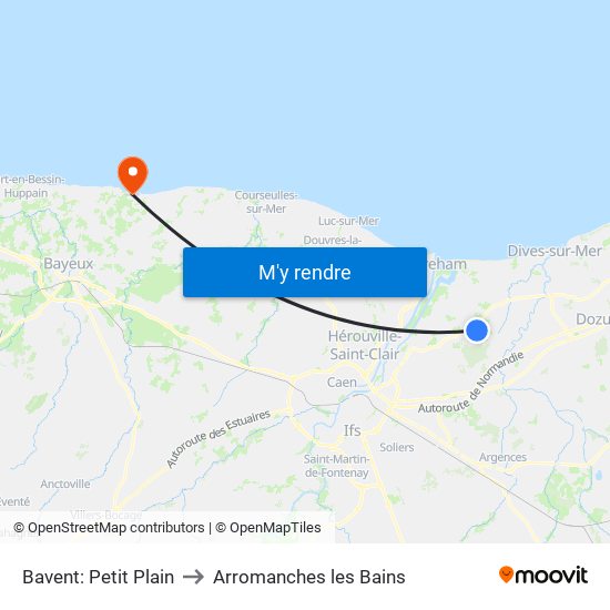 Bavent: Petit Plain to Arromanches les Bains map