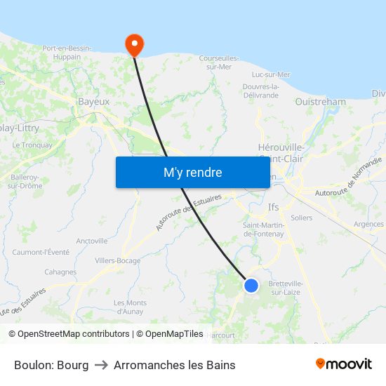Boulon: Bourg to Arromanches les Bains map