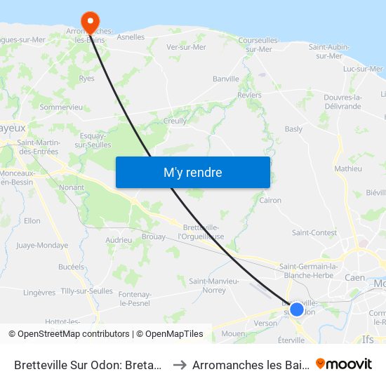 Bretteville Sur Odon: Bretagne to Arromanches les Bains map