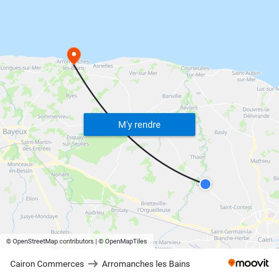 Cairon Commerces to Arromanches les Bains map