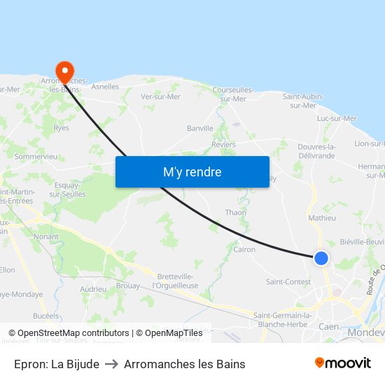 Epron: La Bijude to Arromanches les Bains map