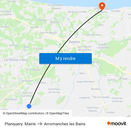 Planquery: Mairie to Arromanches les Bains map