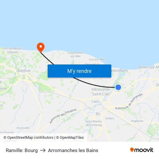 Ranville: Bourg to Arromanches les Bains map