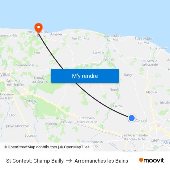 St Contest: Champ Bailly to Arromanches les Bains map