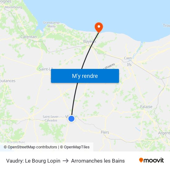 Vaudry: Le Bourg Lopin to Arromanches les Bains map