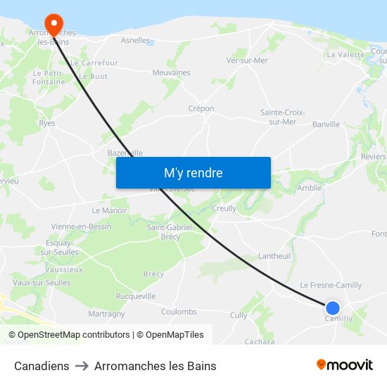 Canadiens to Arromanches les Bains map