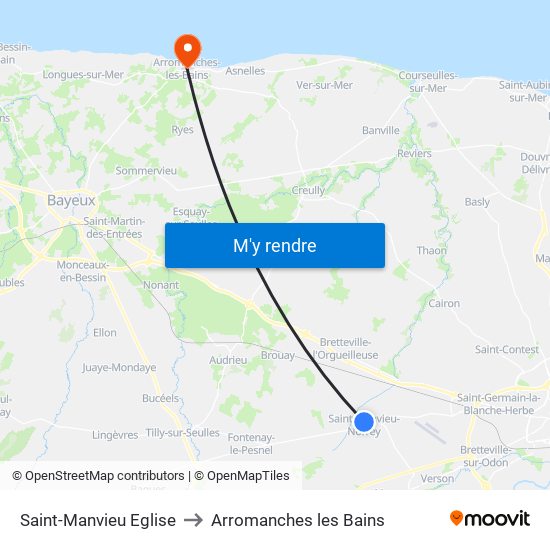 Saint-Manvieu Eglise to Arromanches les Bains map