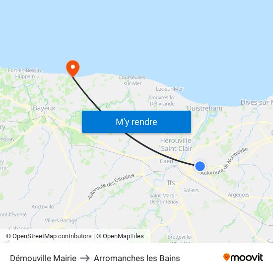 Démouville Mairie to Arromanches les Bains map