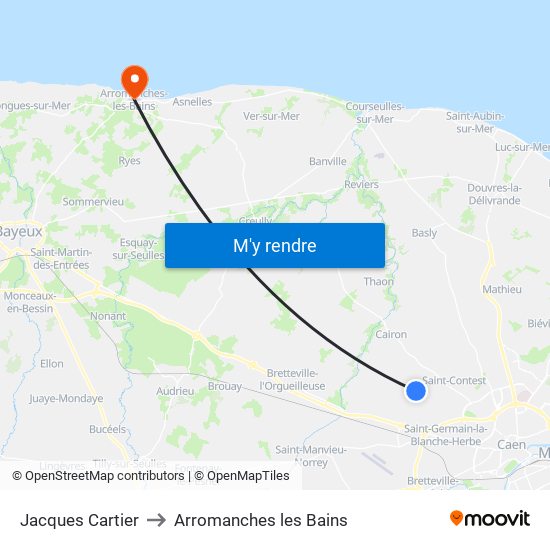 Jacques Cartier to Arromanches les Bains map