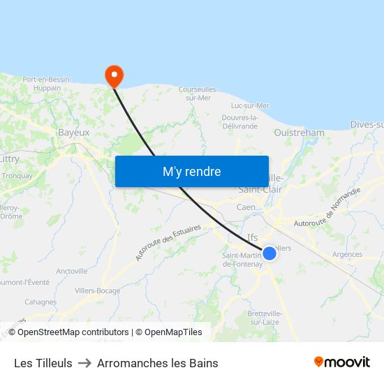Les Tilleuls to Arromanches les Bains map