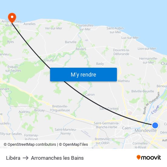 Libéra to Arromanches les Bains map