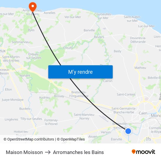 Maison Moisson to Arromanches les Bains map