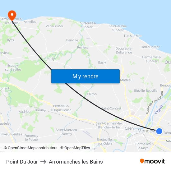 Point Du Jour to Arromanches les Bains map
