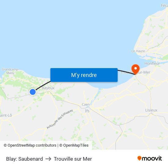 Blay: Saubenard to Trouville sur Mer map